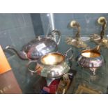 A silver plated three piece tea service