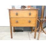 Oak chest of 2 drawers on raised supports