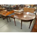 5057 (2036RR) 3 - An 18th century mahogany dining table comprising of two D-ends, a centre section