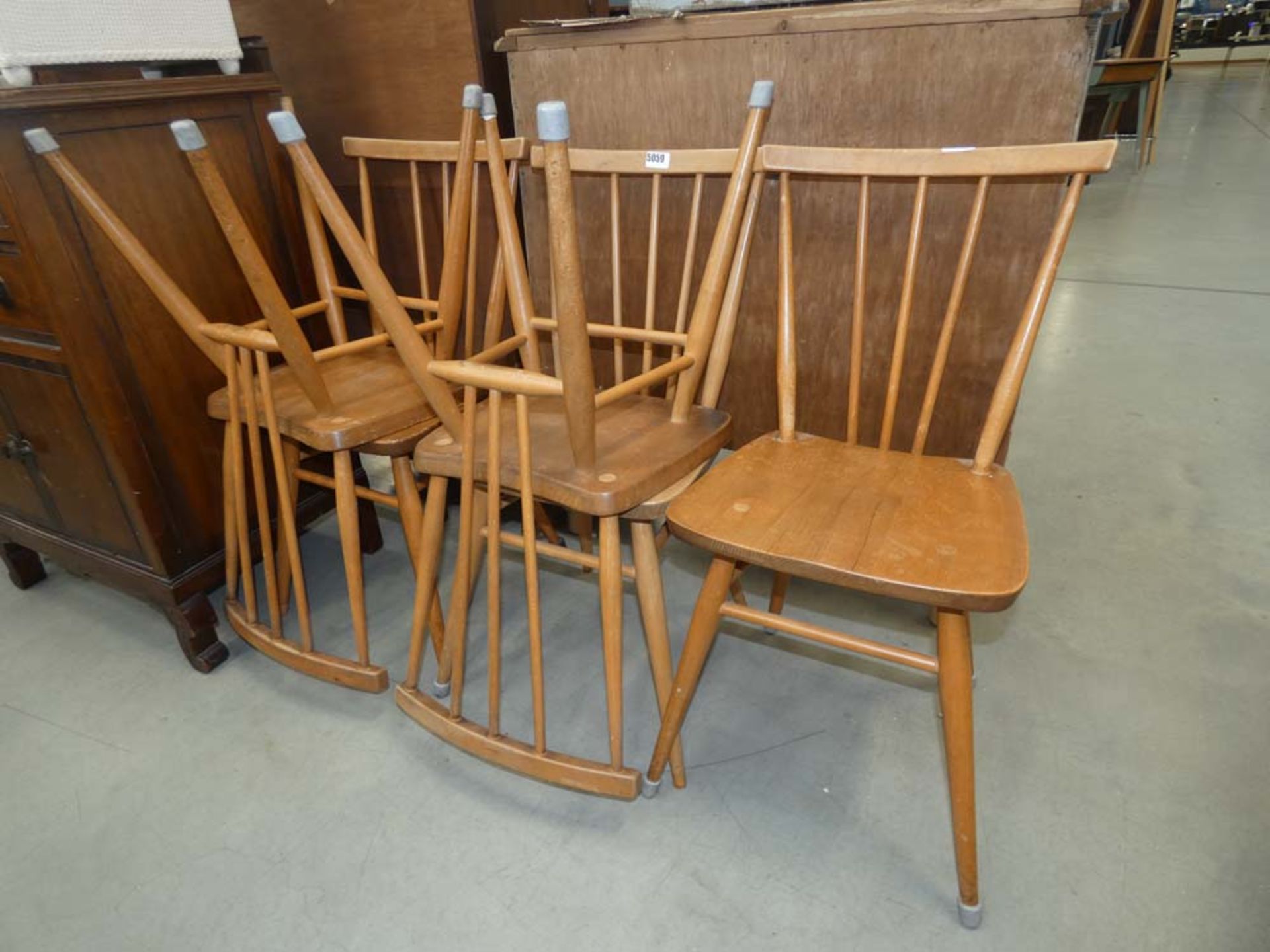 Ercol style stick back dining chairs