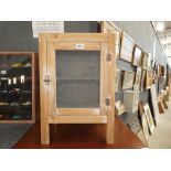 Pine and mesh single door pantry cupboard
