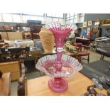 Pink glass Victorian centre piece