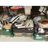 6 boxes of paper back novels, crockery and general china