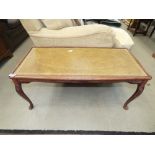 Reproduction coffee table with leather insert