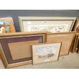 Qty of maps, watercolours and picture frames