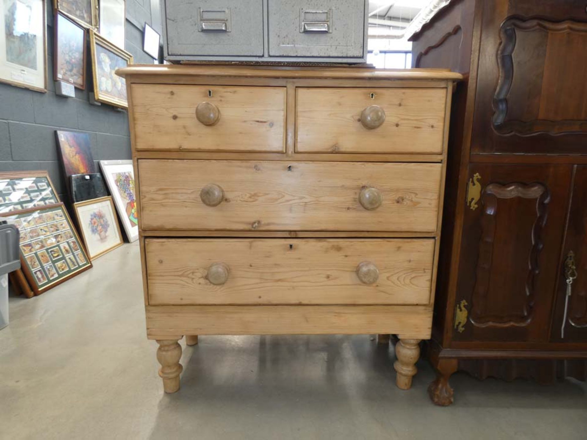 Pine chest of 2 over 2 drawers