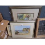 (Lot 5536 2037). A quantity of watercolours and prints, to include: red squirrel, fields and