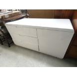 High gloss white painted sideboard 3 drawers cupboard to the side