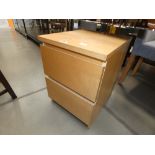 Maple finish two drawer bedside cabinet