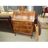 Reproduction mahogany bureau with 3 drawers under