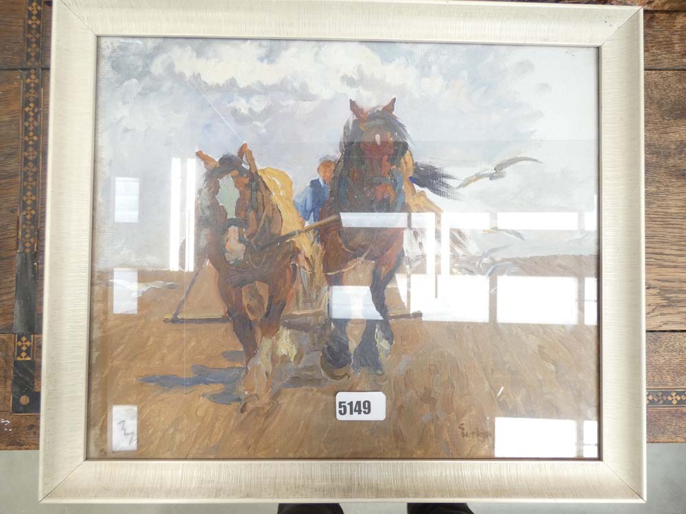 5136 Oil painting of the ploughing team