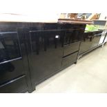 Black high gloss sideboard - single drawer, three drawers to the side