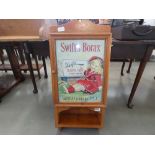 Modern pine hanging cupboard with soap advertising panel