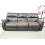 5021 Brown leather effect 3 seater reclining sofa