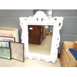 Rectangular mirror in decorative white painted frame