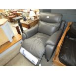 Grey leather effect electric reclining armchair