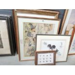 Quantity of prints and paintings includes spaniels, woodland, the hunting party, plus a wall hanging