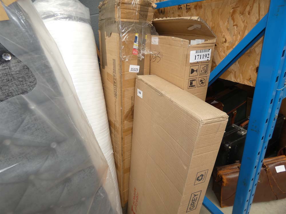 3 boxes containing furniture parts