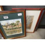 Quantity of watercolours to include Mediterranean villas, patio scene and river with building