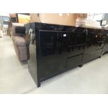 Black high gloss sideboard - single drawer, three drawers to the side