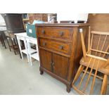 Dark beech tallboy with 2 drawers and cupboard under