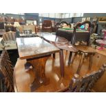 Pine side table, natural wood tripod table, beech stool and a piano stool