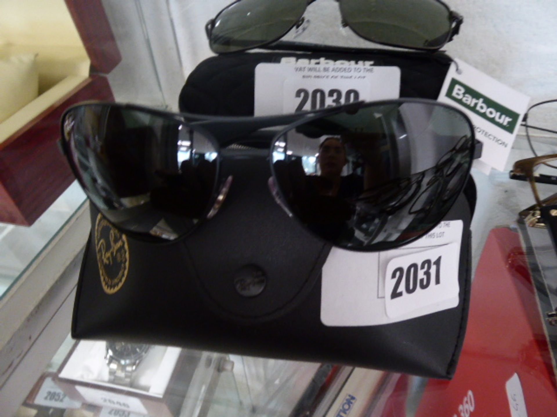 Pair of ray ban sunglasses with carry case model RB3526