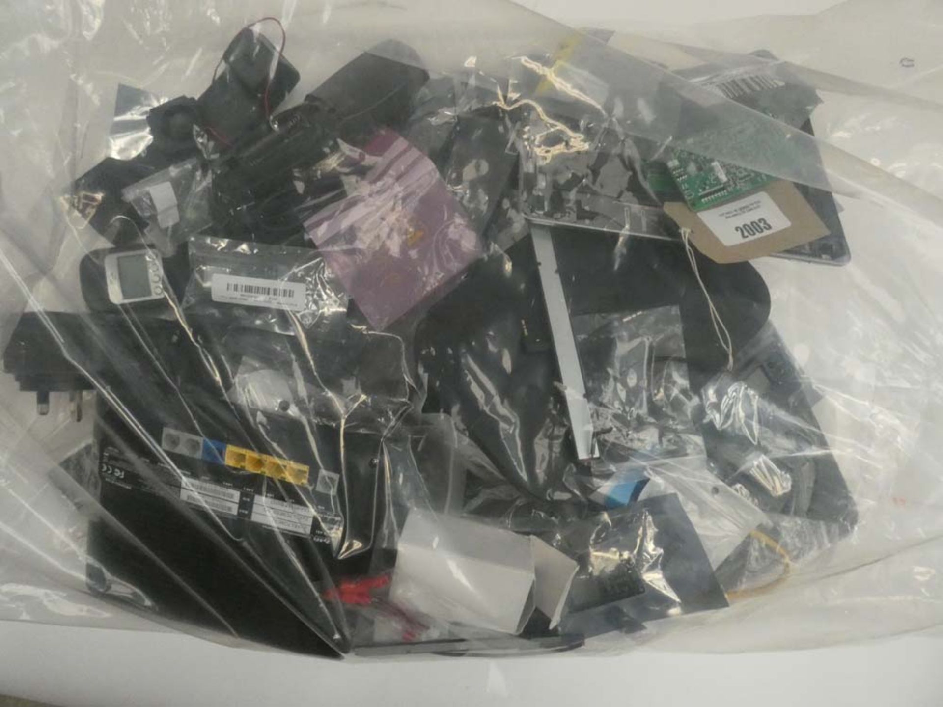 Bag containing quantity of various electrical related accessories; routers, adapters, etc