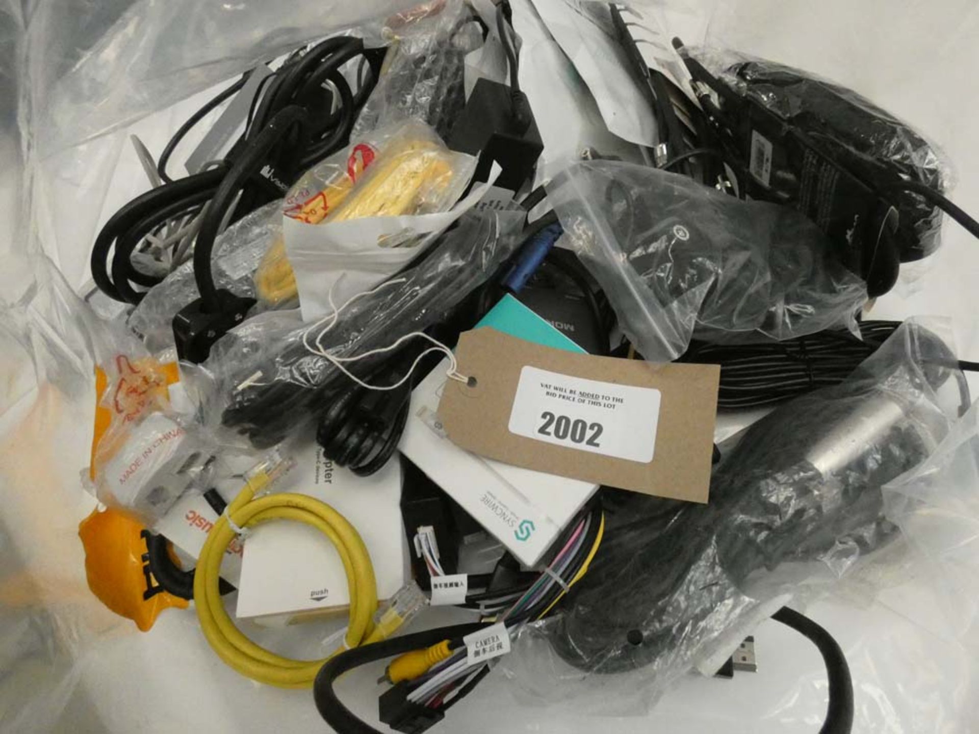 Bag containing quantity of various leads, cables and PSUs