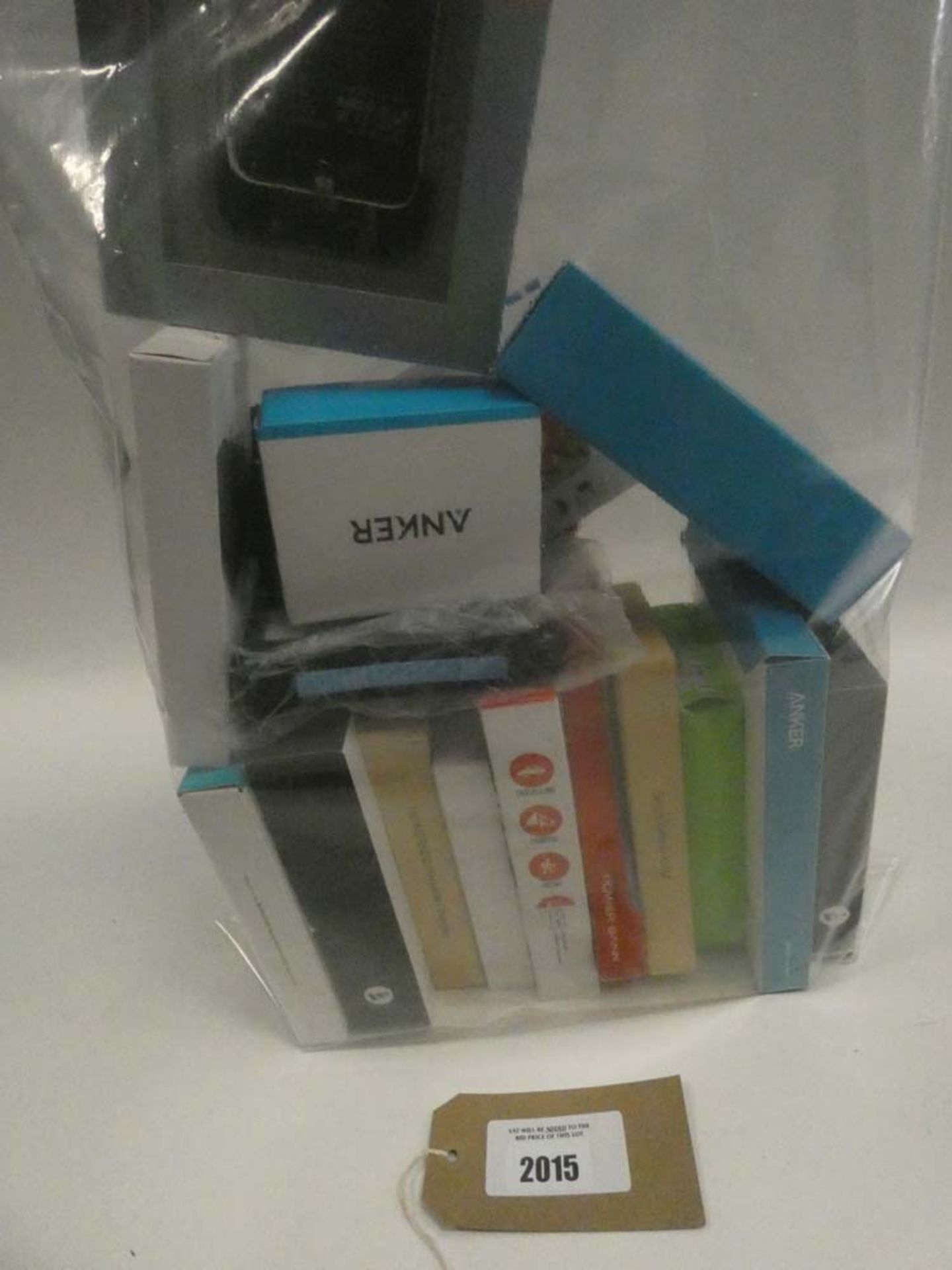 Bag containing quantity of various portable power banks