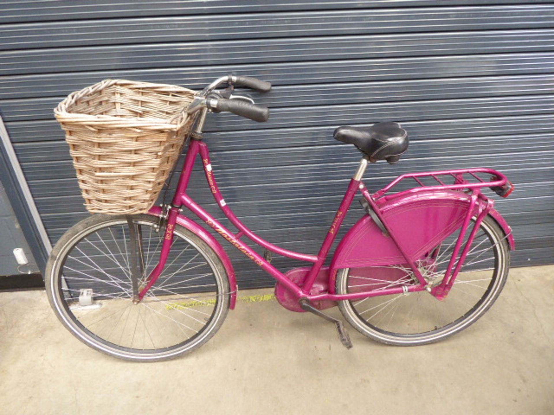 Cerise ladies bike with basket