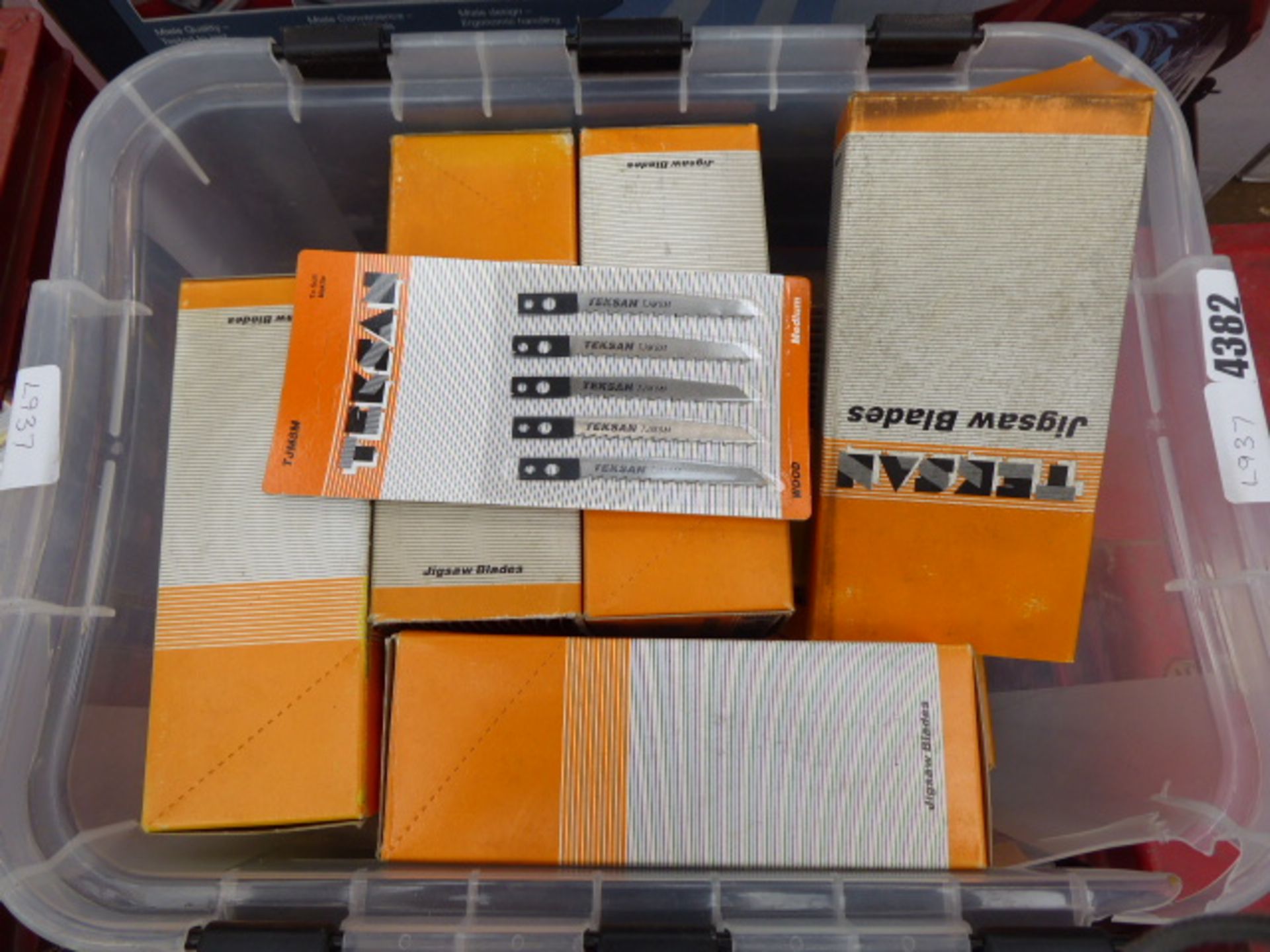 Plastic box of jigsaw blades