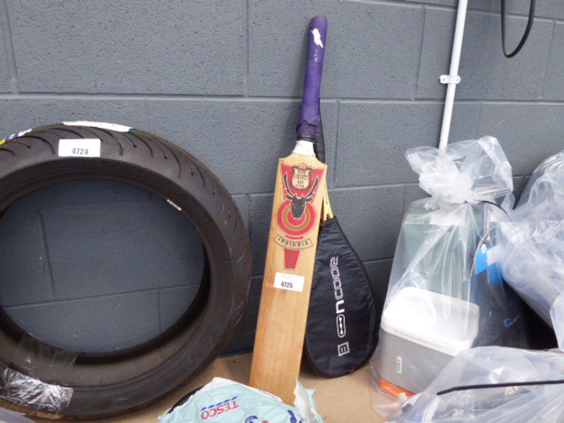 Hunts County cricket bat and a Dunlop tennis racket