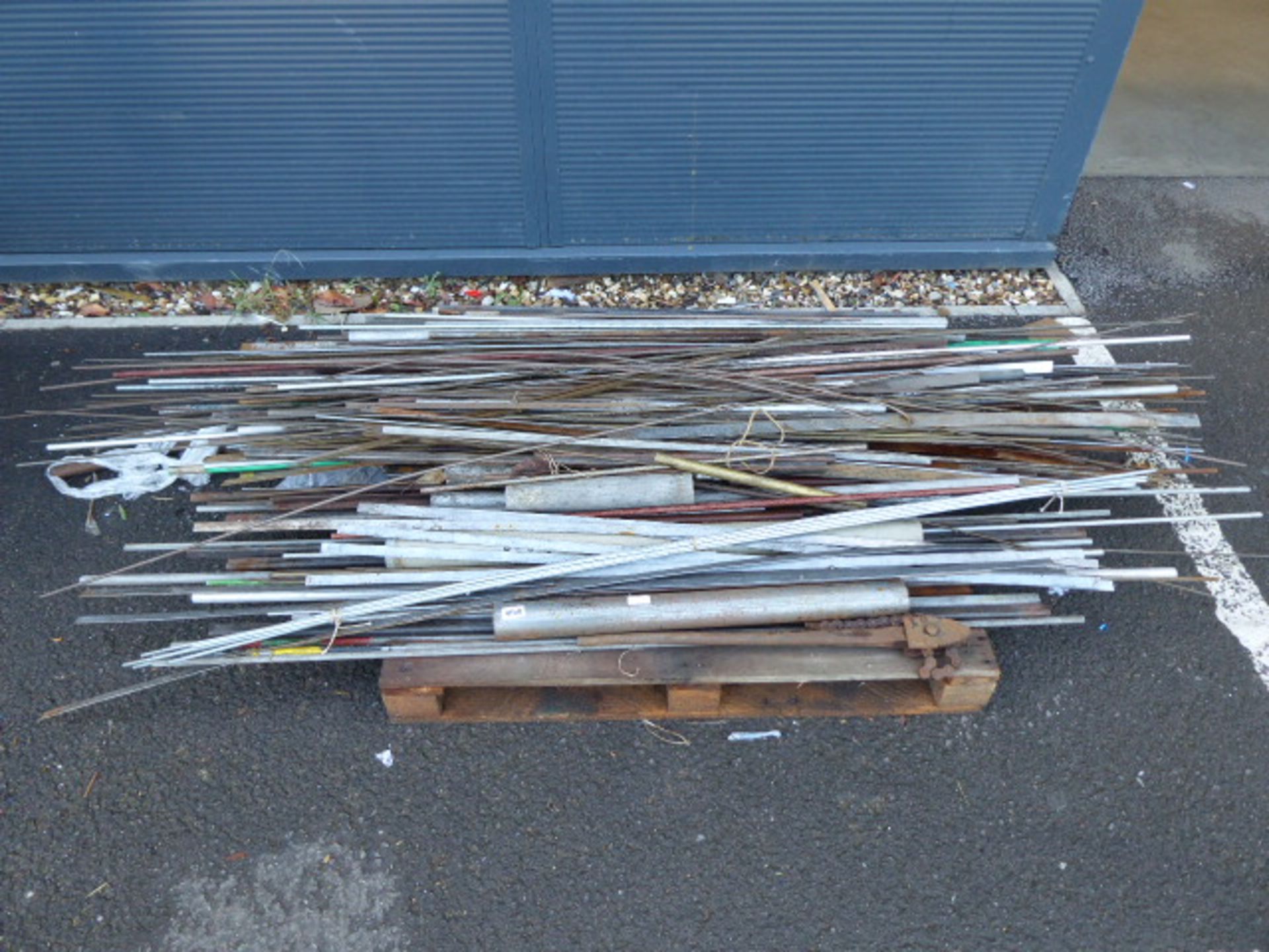 Pallet of metal bars and rods