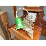 19th century style desk lamp with green shade