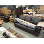 Brown leather effect 3 seater sofa plus a matching 2 seater