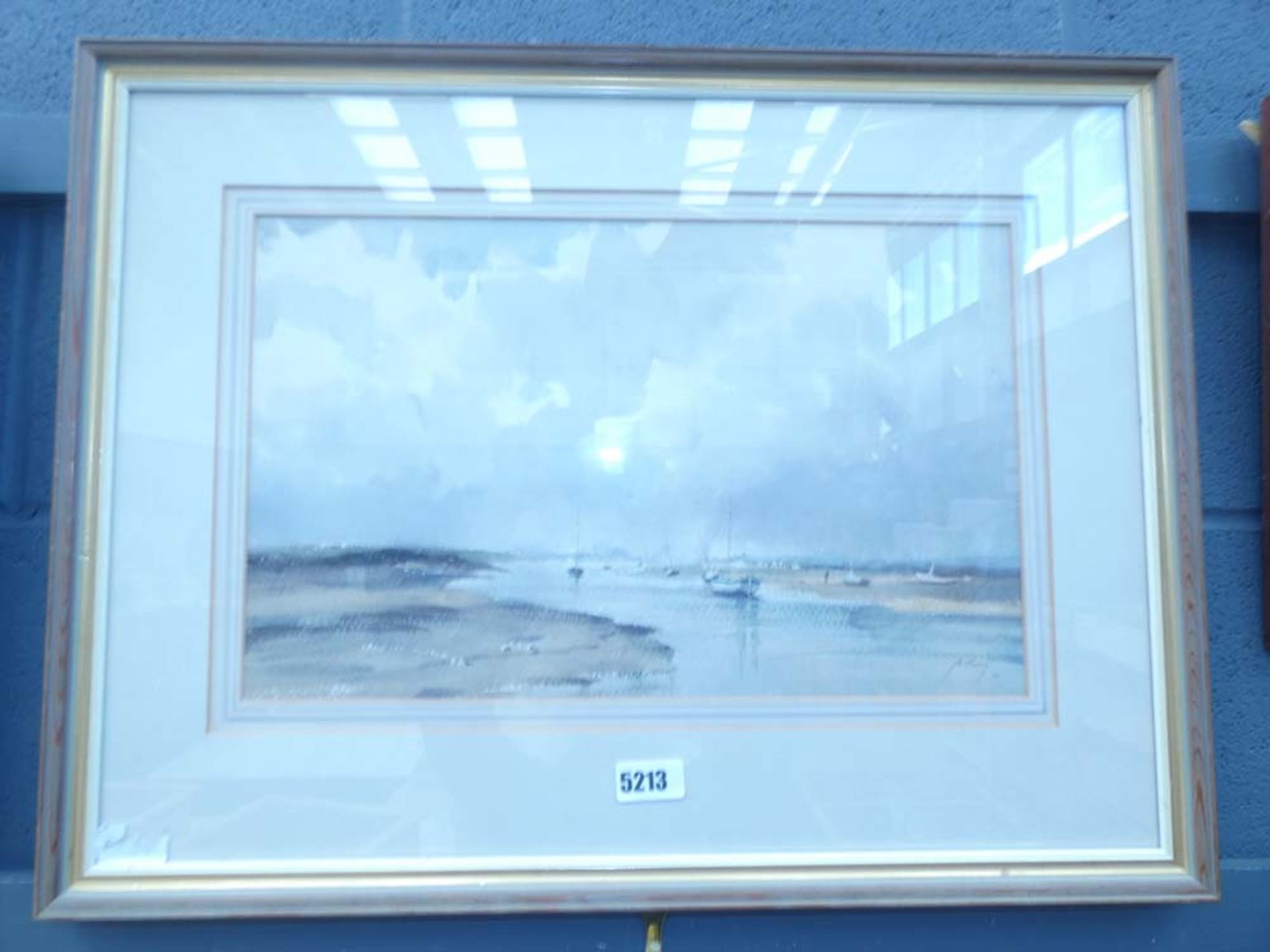 An A.King framed and glazed 1991 watercolour titled ''Sailing boats on the sand banks''