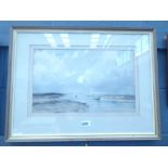 An A.King framed and glazed 1991 watercolour titled ''Sailing boats on the sand banks''