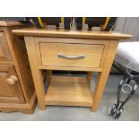 Oak bedside unit with single drawer