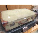 Green canvas demob suitcase