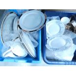 2 Boxes containing a quantity of Richmond blue rock patterned crockery and other china