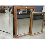 Pine framed panelled mirror