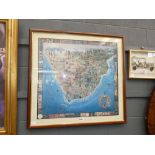 Framed and glazed Ethnic map of Southern Africa by Charlotte F K 1990