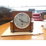 An oak Art Deco style Davall mantel clock