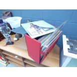 Box containing vinyl records