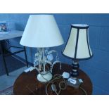 2 metal and resin table lamps with shades