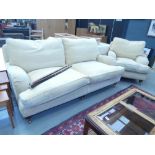 5326 - A Multi York mustard fabric two seater sofa with matching armchair