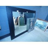 Rectangular mirror in stepped black painted frame
