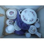 Tea crate with a large quantity of classical and floral patterned bone china