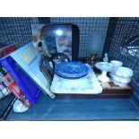 (4) Cage containing reference books, table lamp, blue and white china, chess board and general